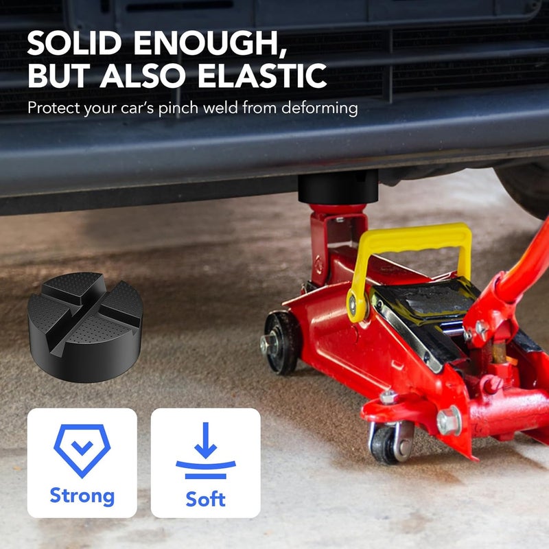 Sworth Upgraded Pinch Weld Jack Pad, Two Depths X-Grooves Floor Jack, Easily Fit Different Cars, Thicker Sturdy and Grippy Rubber Pad to Protect You and Your Car, 3.9 x 3.9 x 1.8 in - Image 3